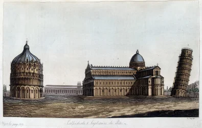 El Baptisterio, la Cúpula y la Torre de Pisa, Italia.