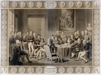 El Congreso de Viena. El Congreso de Viena en 1815. Alejandro I, Zar; H.R. Stewart, Castlereagh; Francisco I, Emperador de Austria; Federico Guillermo III, Rey de Prusia; Karl August, Príncipe de Hardenbergh; Wilhelm von Humboldt (Guillermo de Humboldt)