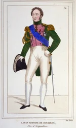 El Duque de Angulema Luis Antonio de Artois (1775-1844), último delfín de Francia. Grabado de 1830