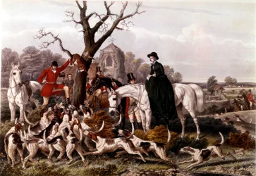 La caza del zorro Grabado de John Frederick Herring (1795-1865)