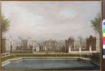 The Menagerie en el Kuskovo Palace Park por Anónimo. Óleo sobre lienzo, mediados del siglo XVIII. Museo Palace Theatre Ostankino, Moscú