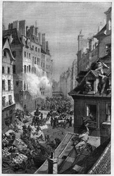 La Revolución de 1830. Combate en el faubourg Saint-Antoine.