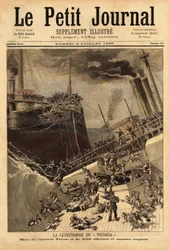 El acorazado Victoria se hunde frente a la costa siria, embestido por el barco Camperdown. Grabado en "Le petit journal" 8/07/1893. Colección Selva
