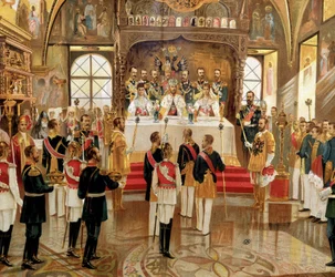 La coronación del zar Nicolás II (1868-1918) en Moscú, Rusia
