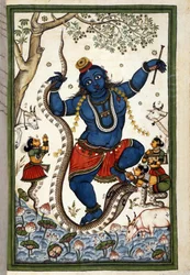 La deidad de la tríada brahmánica Vishnu. Página del manuscrito (ms. 8300) "Historia de Mogol" (Moghul o Moghol) por Stefano Nivibus Cardeira. Siglo XVIII. Biblioteca Marciana, Venecia