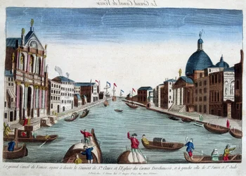 El gran canal de Venecia. A la derecha: el Convento de Santa Clara y la Iglesia de los Carmelitas Descalzos. Izquierda: Iglesia de San Simón y San Judas.