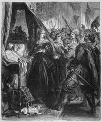 El pueblo (la Fronda) fue al Palacio Real y pidió ver al joven rey Alite (Luis XIV y Ana de Austria)