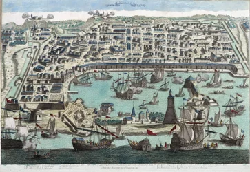 El puerto de Messina - grabado del siglo XVIII
