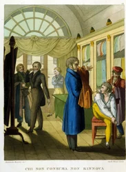 El dicho: “El que no consume, no se renueva.” Ilustración de una colección de proverbios del siglo XVIII