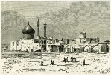 La tumba de Fatma en Koum, grabado por Taylor, según una fotografía, para ilustrar la historia “Persia, Caldea y Susiana” en 1881-82, por Jane Dieulafoy (nacida Magre
