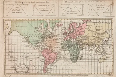 El mundo según la proyección de Mercator o de Edw Wright, c.1730 (grabado)