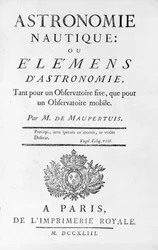 Página de título de Astronomía Náutica: o Elementos de Astronomía por M. de Maupertuis. 1743