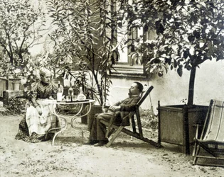 Toulouse Lautrec con su madre, en el Château de Malromé