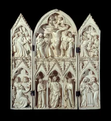Tríptico de Saint-Sulpice du Tarn: Carro de la Cruz, Crucifixión, Descendimiento de la Cruz, Adoración de los Magos, Virgen Gloriosa, Presentación en el Templo