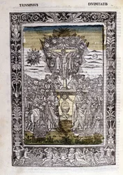 Triunfo de las deidades de Francesco Petrarca (Petrarca). Miniatura sd. Bibl. Trivulziana, Milán
