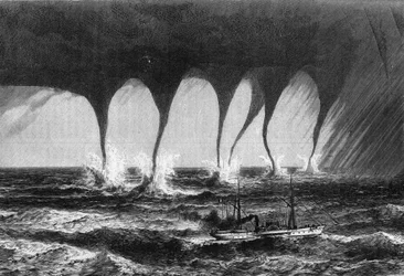 Trumbe observado en el mar por el Sr. Coffinieres de Nordeck. Grabado en “Le Journal de la jeunesse”