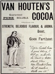 Pegatina publicitaria de cacao Van Houten, alrededor de 1890