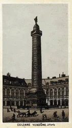 Columna Vendôme en la plaza del mismo nombre en París. Cromolitografía de finales del siglo XIX