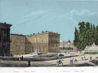 Vista del Palacio Pitti en Florencia. Siglo XIX.