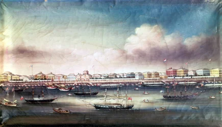 Vista del puerto de Shanghái, circa 1850.