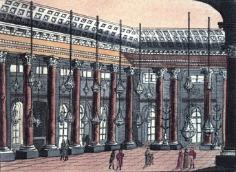 Vista de una sala ceremonial del Castillo de Schönbrunn, antigua residencia de la Familia Imperial Austriaca, grabado de 1820