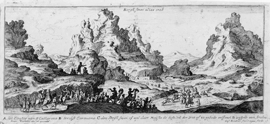 Vista de caravanas en el desierto del Sinaí. Grabado del siglo XVIII