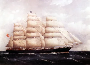 Vista del Cutty Sark, barco británico. Pintura del siglo XIX