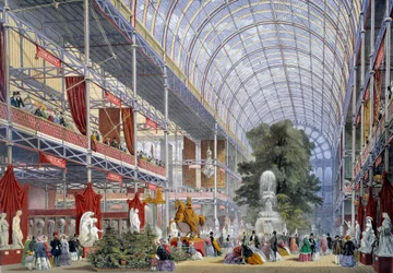 Vista de la Exposición Universal en el Crystal Palace, construido por Joseph Paxton para la ocasión, en 1851 en Londres
