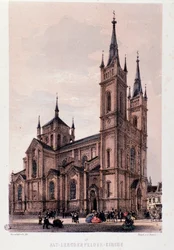 Vista de la iglesia de Lerchenfelder en Viena. Austria. Grabado de 1830. Colección privada