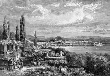 Vista de la ciudad de Trieste (en el período austríaco), grabado de 1885.