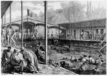 Vista de los baños fríos en París - en "El universo ilustre" del 26/08/1871
