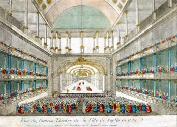 Vista del famoso Teatro de la Ciudad de Nápoles en Italia