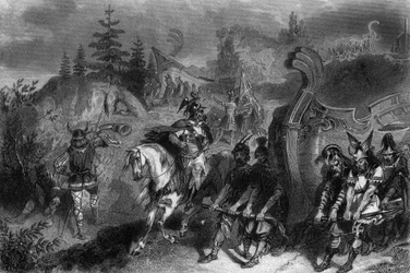 Flota vikinga transportada a la Tierra. en “Historia General de la Marina” por Van Tenac
