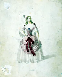 Traje de Violetta para la ópera “La Traviata” de Giuseppe Verdi en La Scala de 1855.