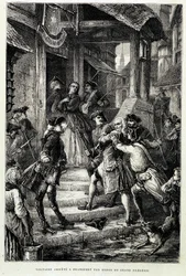 Voltaire arrestado en Frankfurt por orden del gran Federico II - en 
