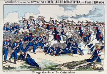 Guerra de 1870-1871: vista de la batalla de Froeschwiller y la carga de los acorazados
