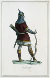 Guerrero Kalmouk (pueblo mongol de Siberia Meridional) - en 