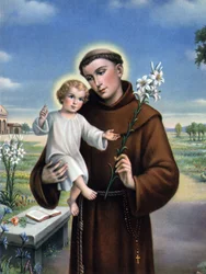 Imagen piadosa: representación de San Antonio de Padua (Antonio di Padova) conocido como el Taumaturgo (1195-1231)