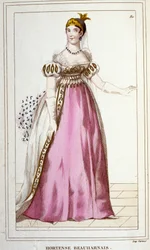 Retrato de Hortense de Beauharnais Nacida en París en 1783, fallecida en Arenenberg, Suiza, en 1837, hija de Alexandre de Beauharnais y Joséphine Tascher de la Pagerie. grabado de 1830