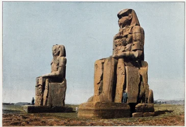 Antiguo Egipto: el Coloso de Memnón en Tebas. Finales del siglo XIX