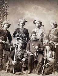 Guerreros georgianos de Batum (o Batumi) ciudad de Georgia, capital de Adjaria