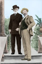 Giuseppe Verdi, compositor italiano (1813-1901), y el tenor Francesco Tamagno (1850-1905) en Montecatini a finales del siglo XIX.