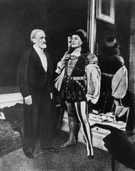 Giuseppe Verdi y Victor Maurel como Yago en febrero de 1887 en la Scala de Milán después del estreno de Otello.