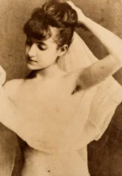 Retrato de medio cuerpo de una chica parcialmente desnuda