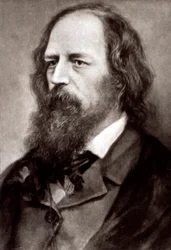 Retrato de medio cuerpo del célebre poeta inglés Alfred Tennyson