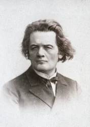 Retrato de medio cuerpo del famoso pianista y compositor ruso Anton Grigorevic Rubinstein