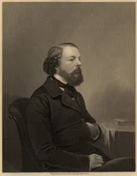James Sheridan Muspratt (1821-1871), fundador del Liverpool College of Chemistry (1848) y autor de "Chemistry"(1860), c.1860 (grabado)(Londres c1860). Grabado. "