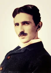 Retrato de Nikola Tesla (1856-1943) (Nikolaj) - ingeniero, físico e inventor serbio nacido en Croacia