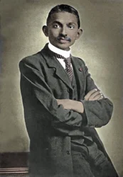 Retrato del líder político Mohandas Karamchand Gandhi (1869-1948), conocido como el Mahatma, líder político y espiritual indio