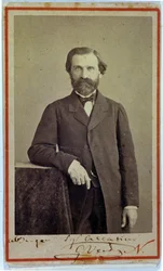 Retrato del compositor Giuseppe Verdi (1813-1901). Década de 1840. Fotografía con autógrafo